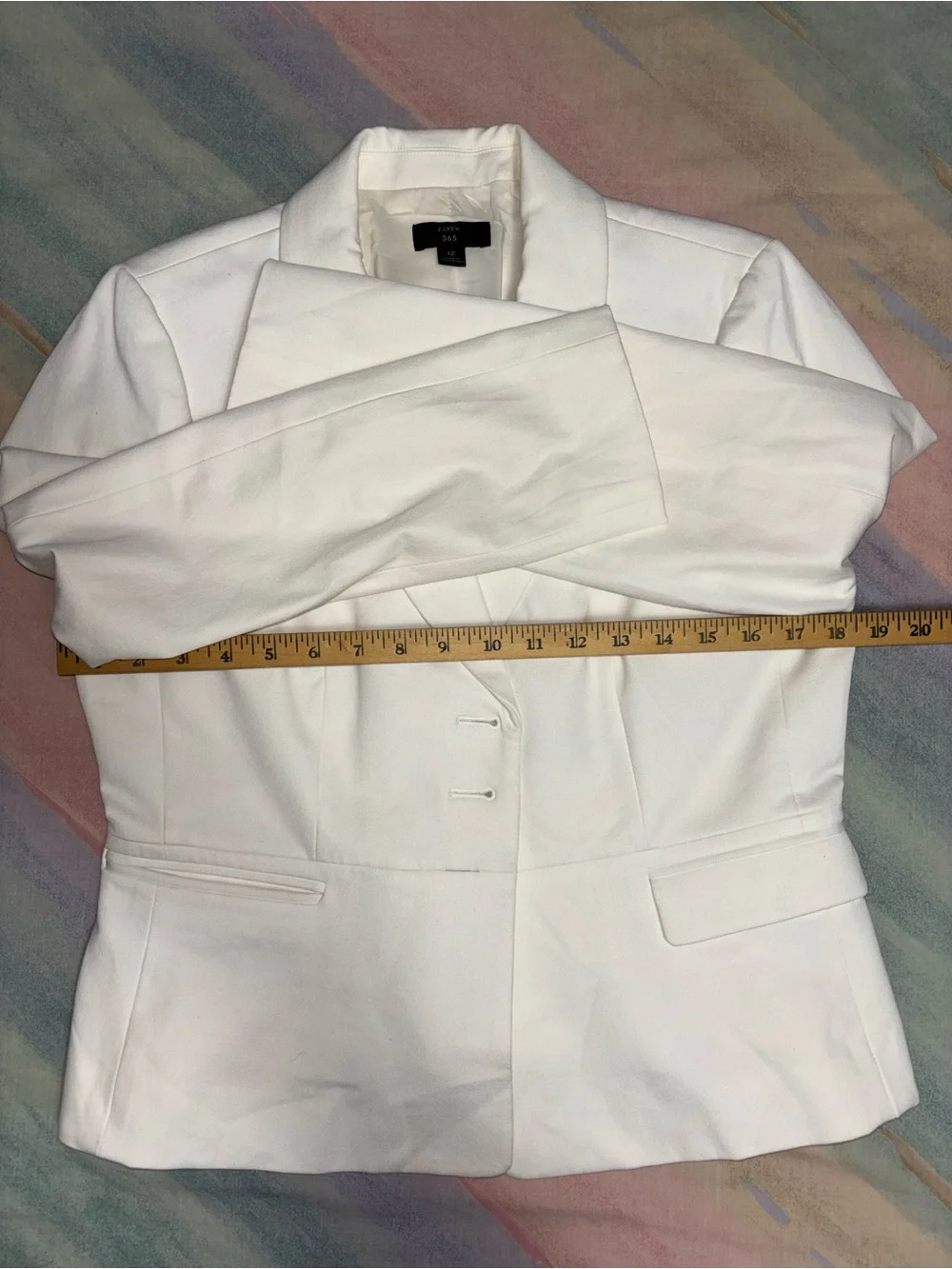 J. CREW 365 Ivory White Peplum Blazer Jacket 12 Classic Lined Work Career Event
